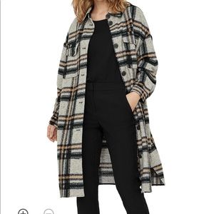 -Vero Moda Chrissie Gray Plaid Shacket XS Nordstrom NWT